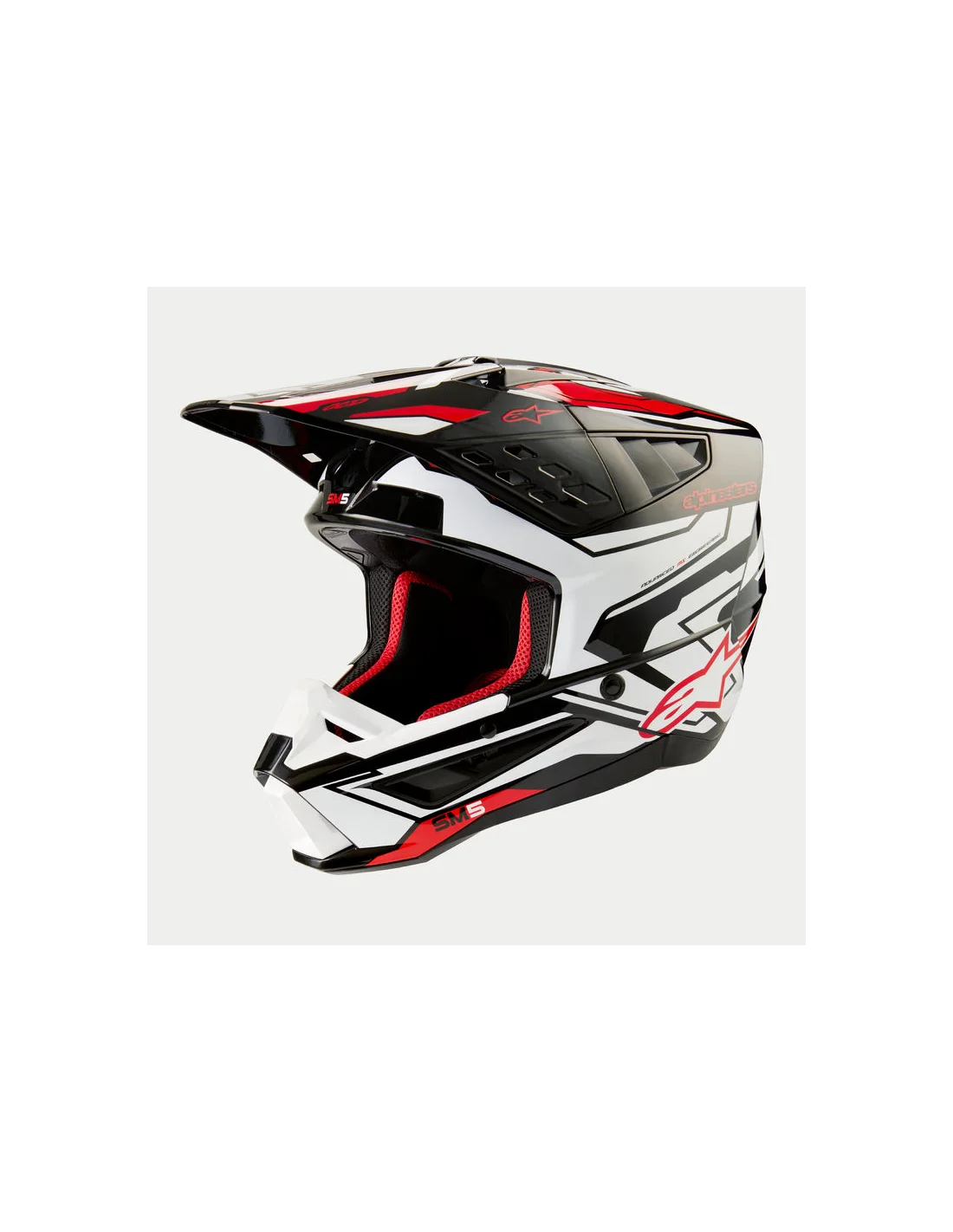 Casco Alpinestars SM5 ACTION 2 Black/White/Bright Red Glossy