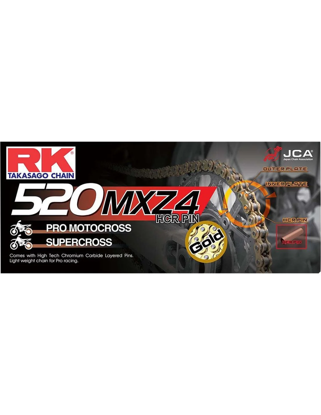 Catena RK Cross Enduro Motard 116-118 maglie Passo 520