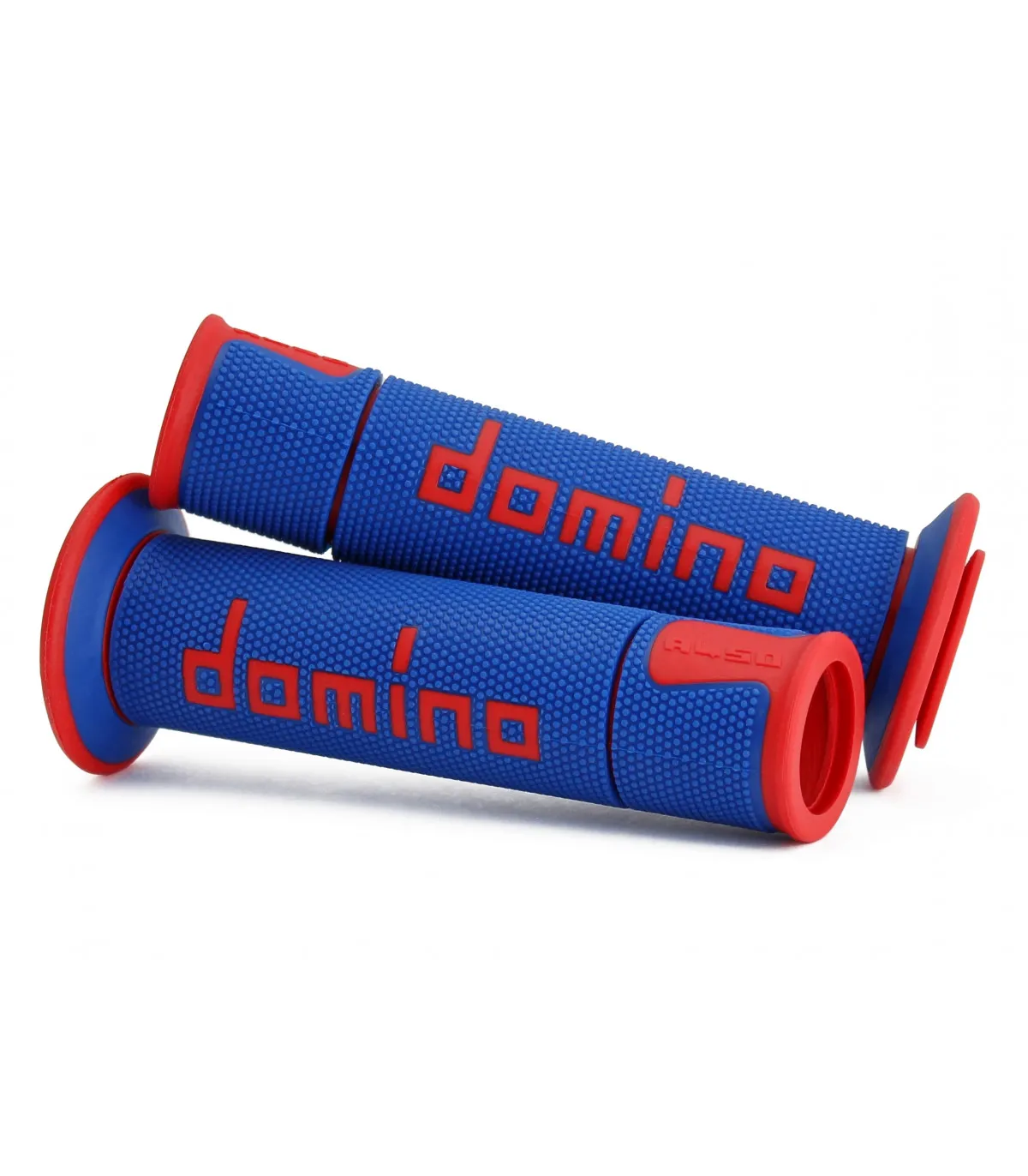 COPPIA MANOPOLE ROAD-RACING DOMINO BLU-ROSSO