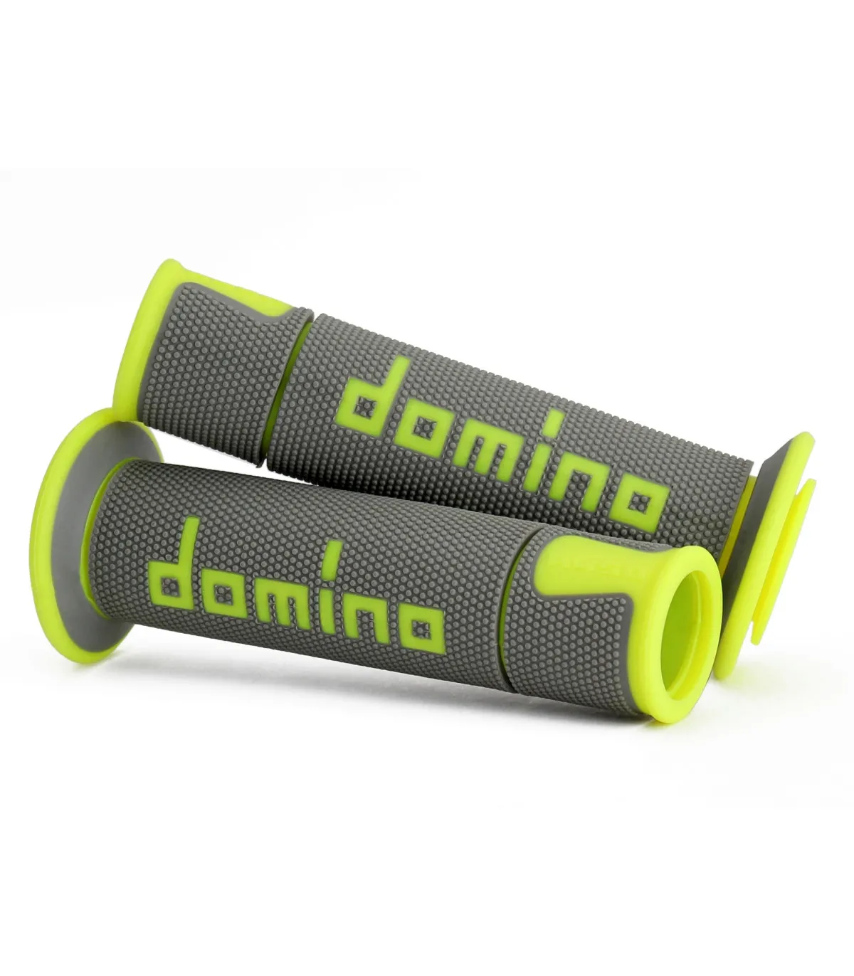 COPPIA MANOPOLE ROAD-RACING DOMINO GRIGIO-GIALLO FLUO