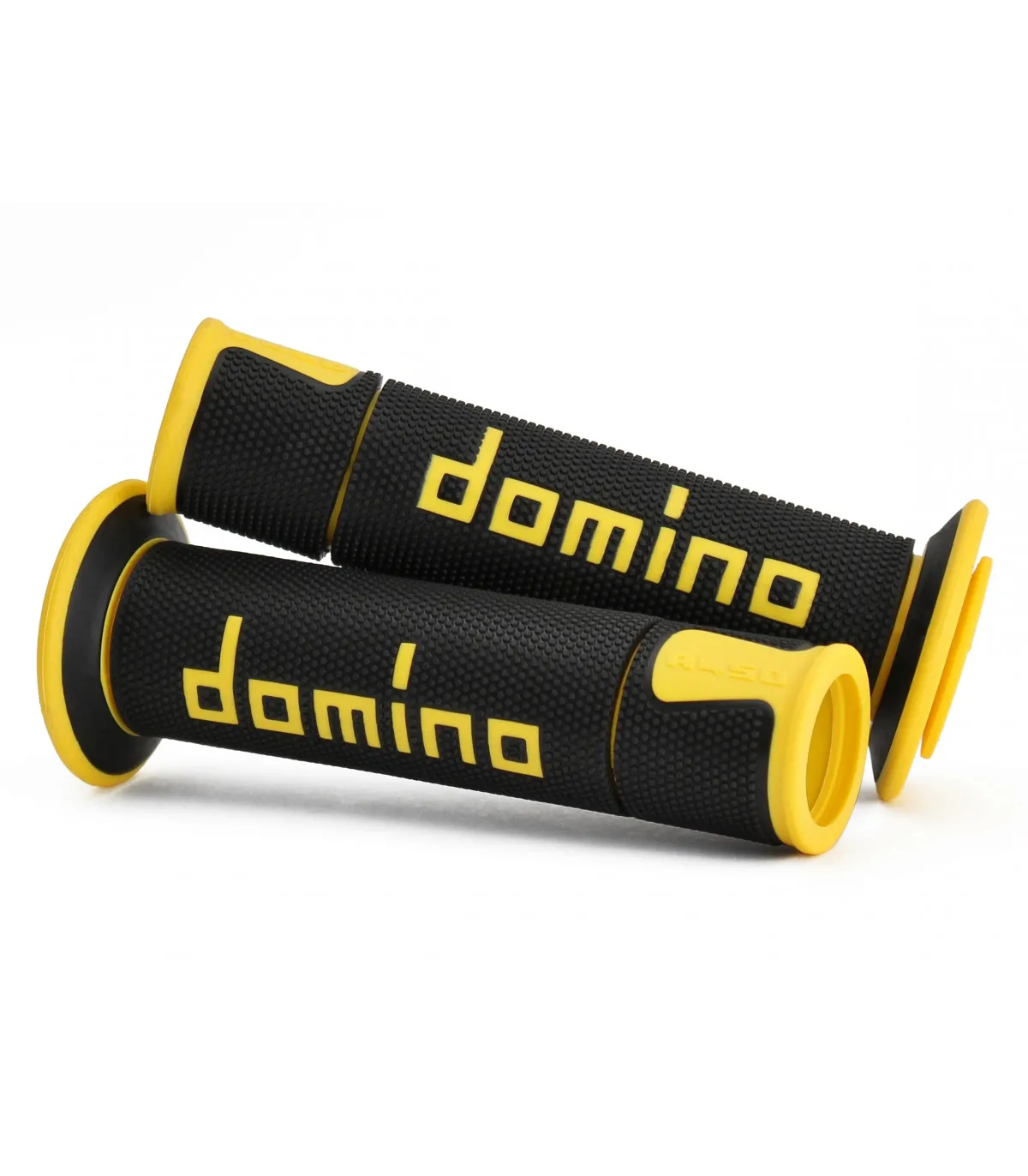 COPPIA MANOPOLE ROAD-RACING DOMINO NERO-GIALLO