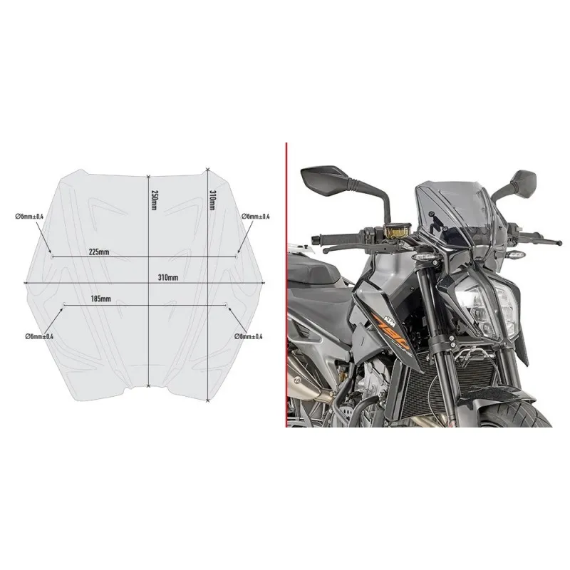 CUPOLINO GIVI KTM 890 DUKE 2021-2023, FUME'