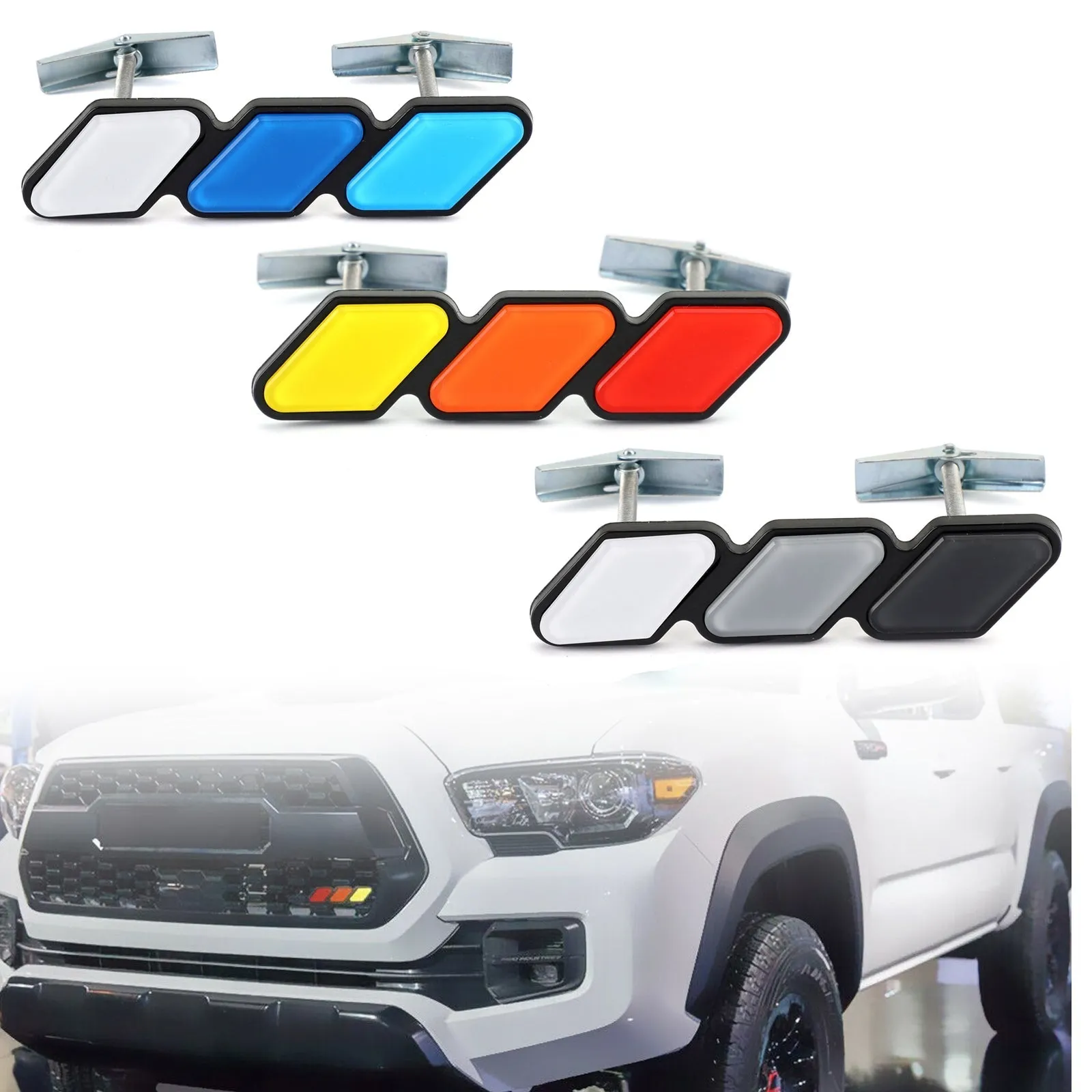 Emblème d'insigne de calandre tricolore 3 pour Toyota Tacoma 4Runner Tundra Rav4 Highlander générique
