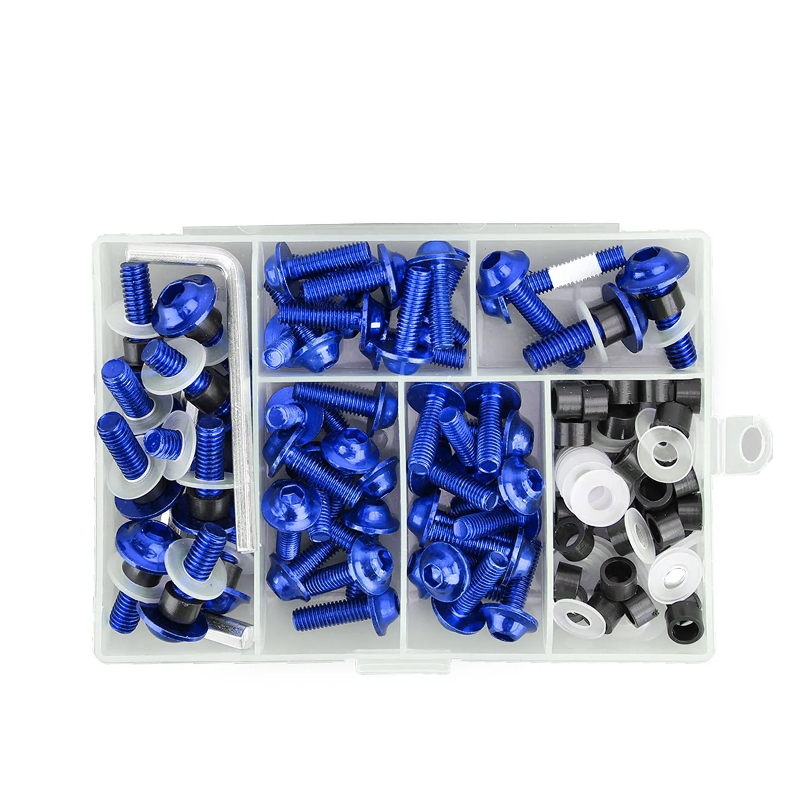158 pièces moto bleu attache Clip vis Kit pare-brise carénage boulon universel générique