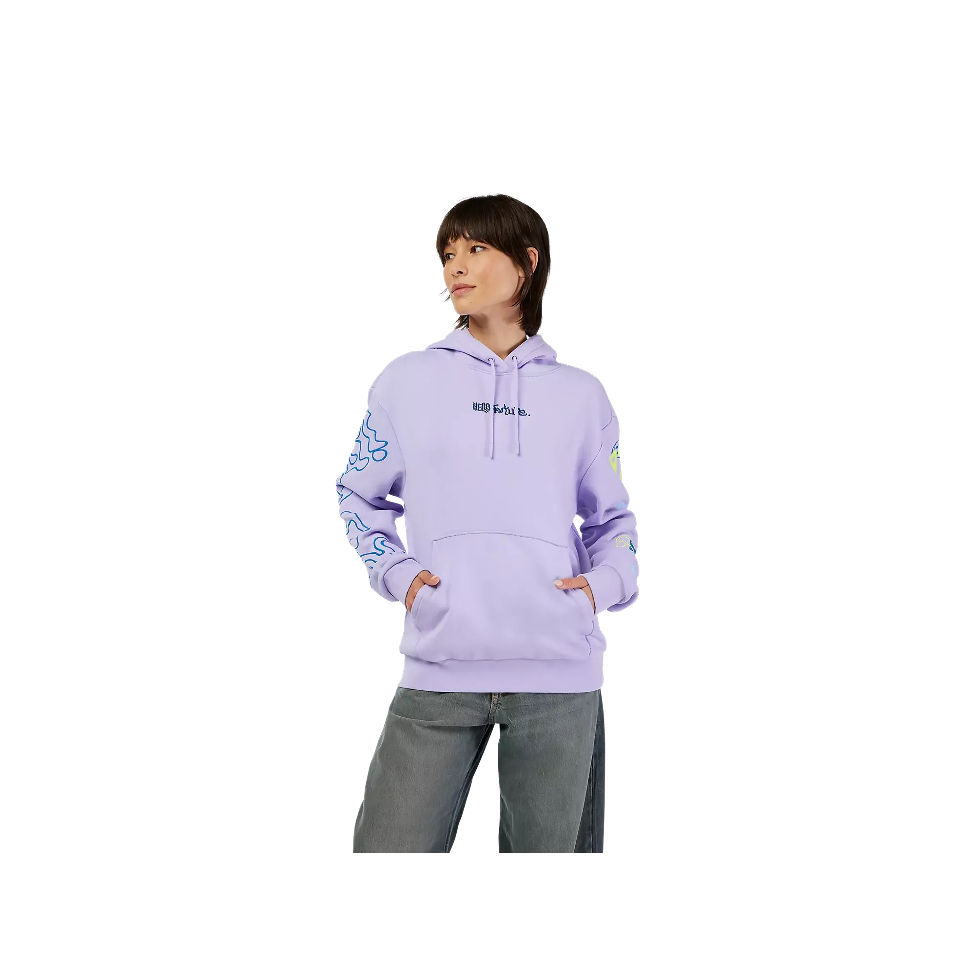 Felpa FOX da donna, con cappuccio, Hello Future