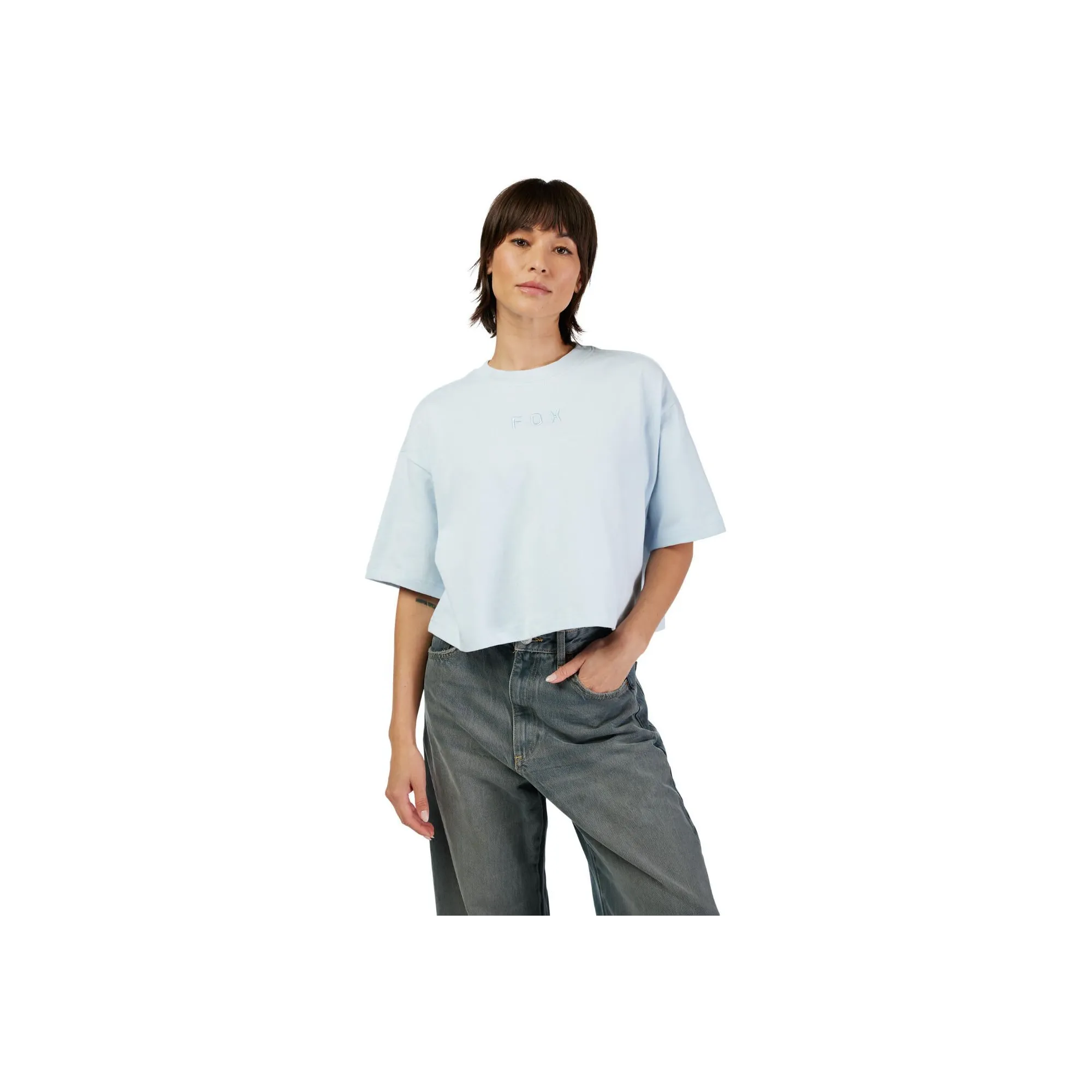 Fox Racing Womens Wordmark Crop T-Shirt pale blue