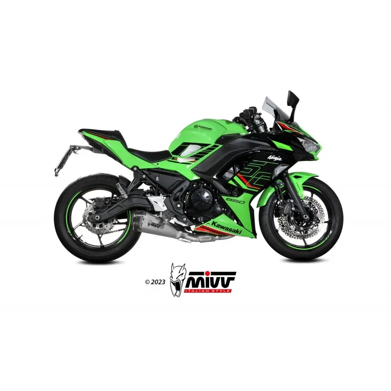 IMPIANTO DI SCARICO COMPLETO MIVV DELTA RACE KAWASAKI NINJA 650 2024 (EURO 5+), ACCIAIO/CARBONIO