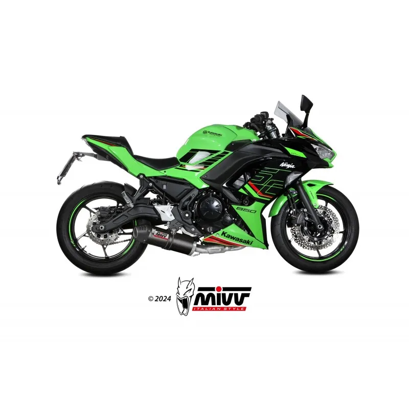 IMPIANTO DI SCARICO COMPLETO MIVV OVAL KAWASAKI NINJA 650 2024 (EURO 5+), CARBONIO