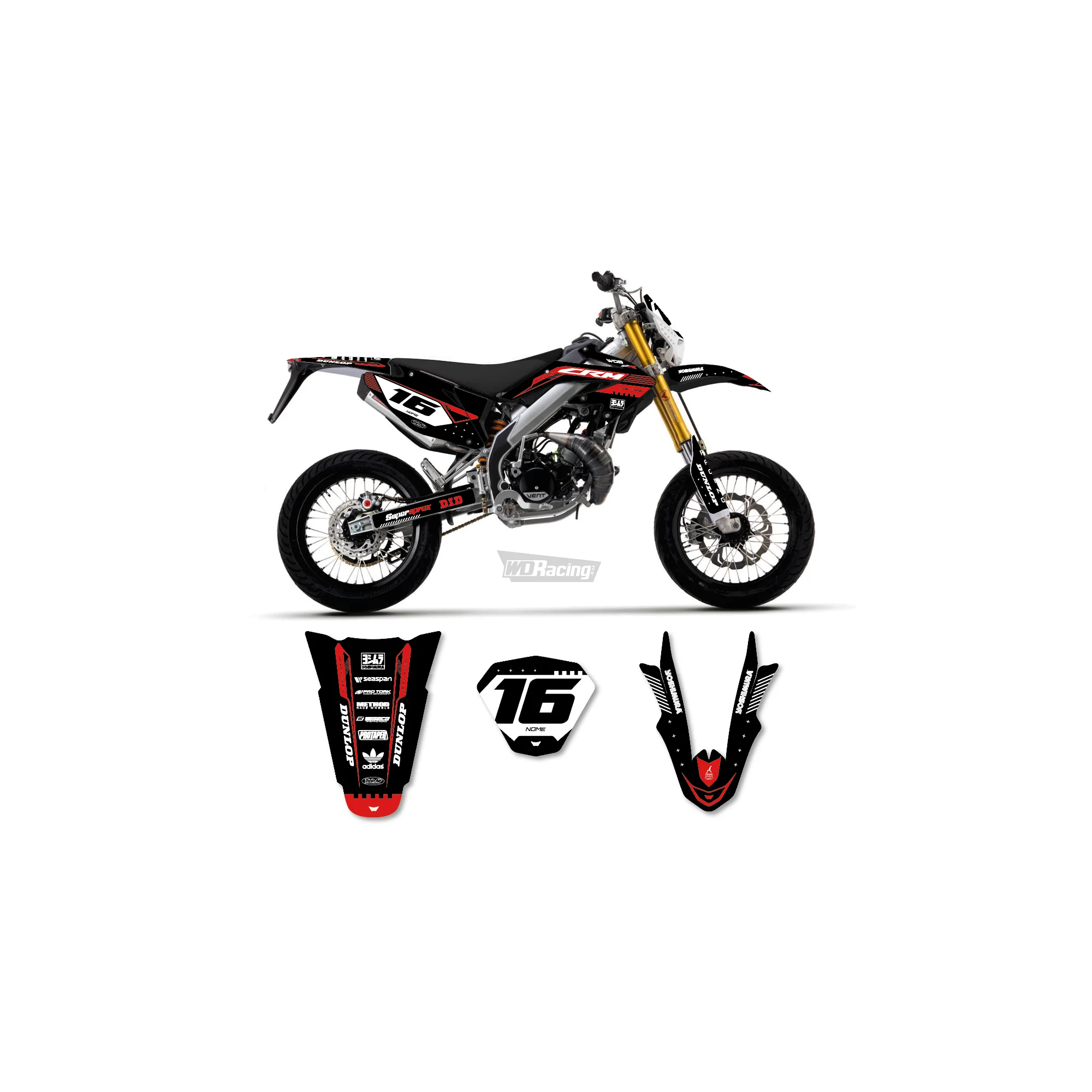 Kit grafiche Replica Black per HM 50 - Vent 50 2T - Vent 125 4T