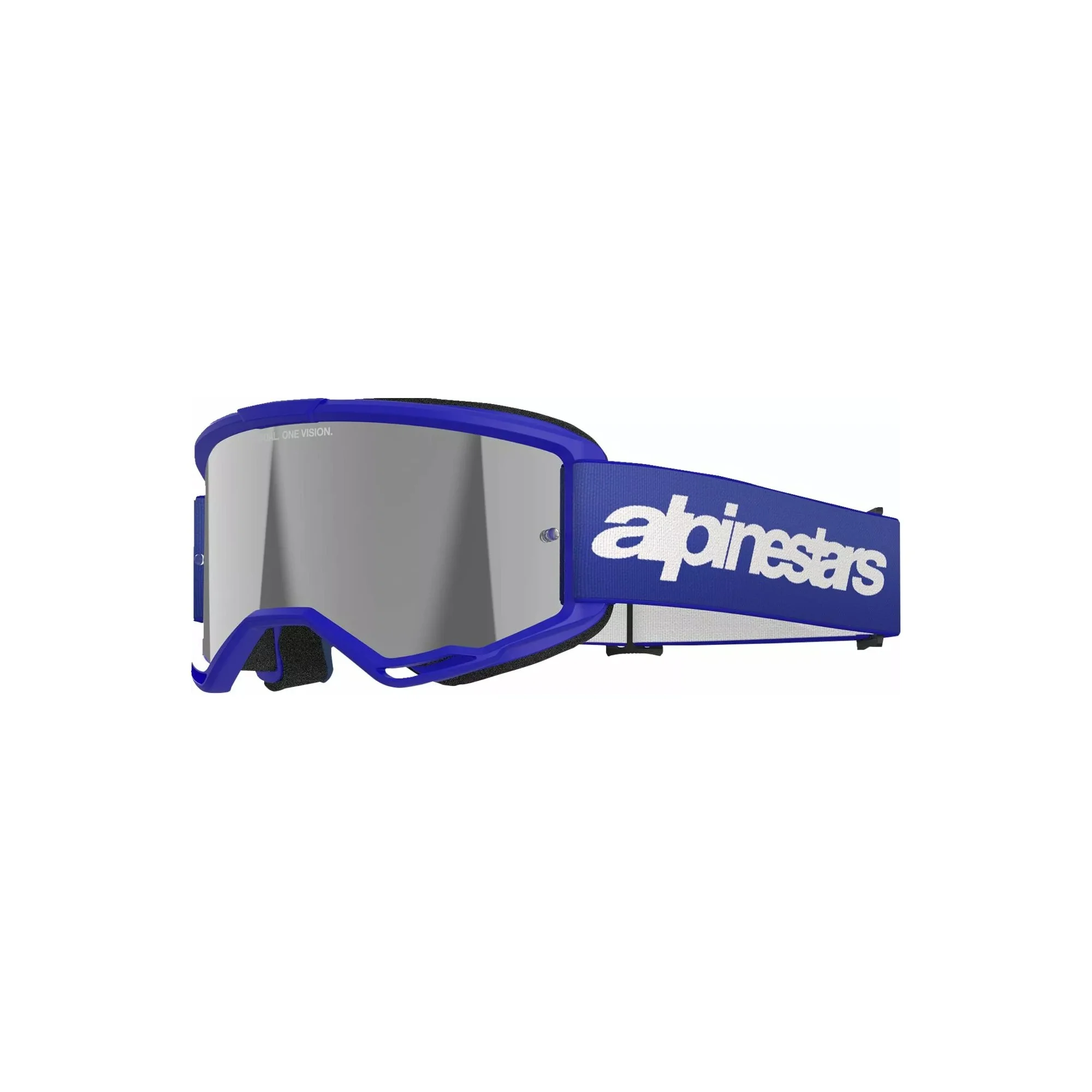 Maschera Mx Alpinestars Vision 3 Wordmark Blu | Lente Silver a Specchio