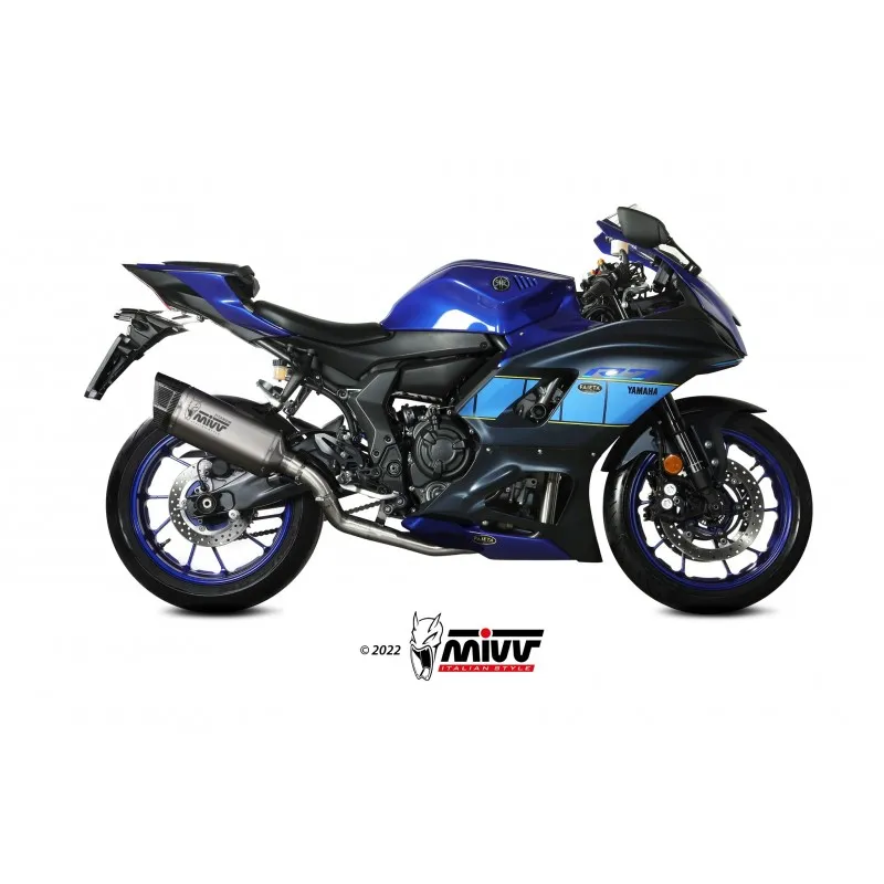MIVV SR-1 COMPLETE EXHAUST SYSTEM YAMAHA R7 2021-2024, TITANIUM/CARBON