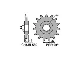 PBR 2095 PIGNONE TRASMISSIONE ACCIAIO PASSO 530 / 16 DENTI