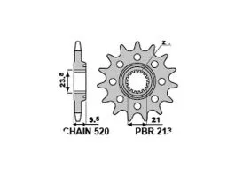 PBR 2134 PIGNONE TRASMISSIONE ACCIAIO CON FORI DI ALLEGGERIMENTO PASSO 520 / 14 DENTI