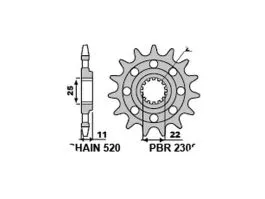 PBR 2308 PIGNONE TRASMISSIONE ACCIAIO PASSO 520 / 15 DENTI