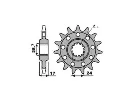 PBR 295M PIGNONE TRASMISSIONE ACCIAIO PASSO 520 / 14 DENTI