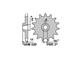 PBR 325 PIGNONE TRASMISSIONE ACCIAIO PASSO 520 / 10 DENTI
