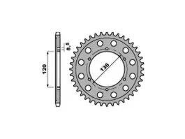 PBR 4324 CORONA TRASMISSIONE PASSO 428 / 45 DENTI IN ACCIAIO
