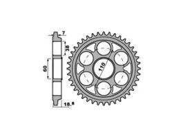 PBR 4522 CORONA TRASMISSIONE PASSO 525 / 37 DENTI IN ERGAL DURO