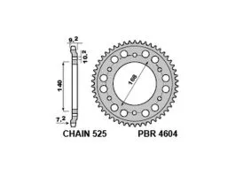 PBR 4604 CORONA TRASMISSIONE PASSO 525 / 42 DENTI IN ACCIAIO