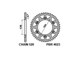 PBR 4623 CORONA TRASMISSIONE PASSO 520 / 38 DENTI IN ERGAL