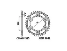 PBR 4642 CORONA TRASMISSIONE PASSO 525 / 38 DENTI IN ACCIAIO TEMPERATO