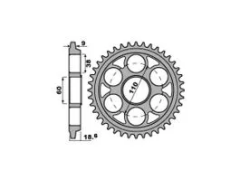 PBR 4643 CORONA TRASMISSIONE PASSO 530 / 40 DENTI IN ACCIAIO TEMPERATO