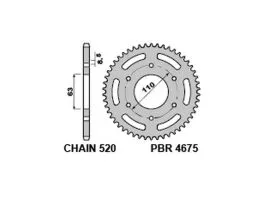 PBR 4675 CORONA TRASMISSIONE PASSO 520 / 42 DENTI IN ACCIAIO