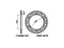 PBR 4679 CORONA TRASMISSIONE PASSO 525 / 43 DENTI IN ACCIAIO