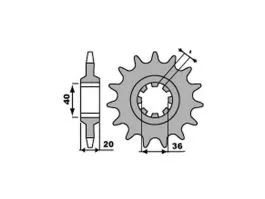 PBR 493 PIGNONE TRASMISSIONE ACCIAIO PASSO 530 / 14 DENTI