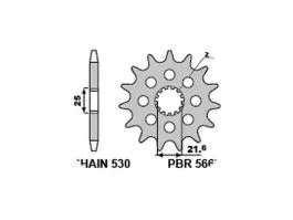 PBR 566 PIGNONE TRASMISSIONE ACCIAIO CON FORI DI ALLEGGERIMENTO PASSO 530 / 17 DENTI
