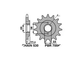 PBR 7004M PIGNONE TRASMISSIONE ACCIAIO PASSO 530 / 15 DENTI