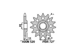 PBR 727 PIGNONE TRASMISSIONE ACCIAIO CON FORI DI ALLEGGERIMENTO PASSO 520 / 13 DENTI