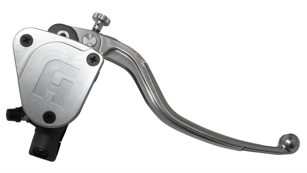 Pompa freno radiale Accossato 19x20 con serbatoio integrato e leva fissa colorata