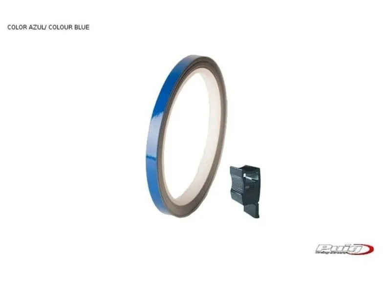 Profili ruota Puig blu - striscia con applicatore - un kit utilizzabile 2 ruote - dimensioni: 7x6 mm - gomme 16-18 - cod. 4542a