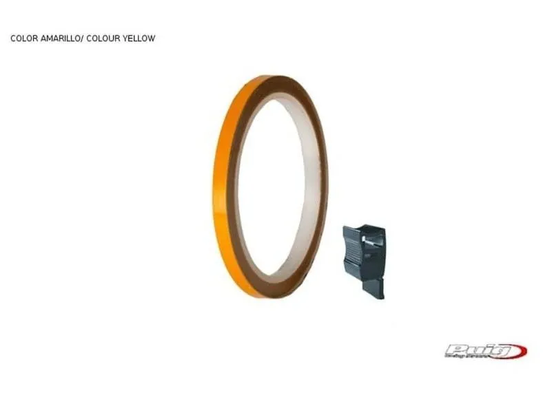 Profili ruota Puig oro - striscia con applicatore - un kit utilizzabile 2 ruote - dimensioni: 7x6 mm - gomme 16-18 - cod. 4542o