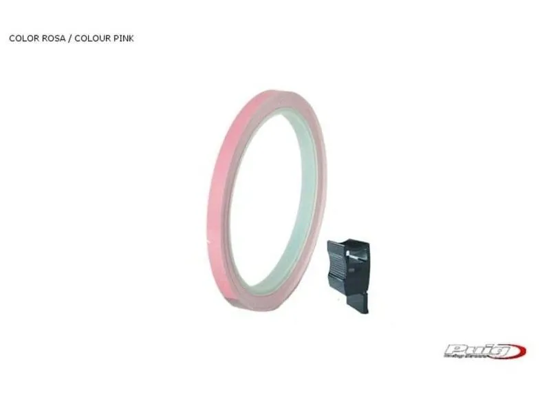 Profili ruota Puig rosa - striscia con applicatore - un kit utilizzabile 2 ruote - dimensioni: 7x6 mm - gomme 16-18 - cod.