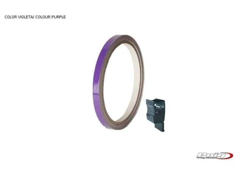 Profili ruota Puig viola - striscia con applicatore - un kit utilizzabile 2 ruote - dimensioni: 7x6 mm - gomme 16-18 - cod.