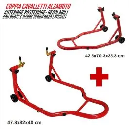 Coppia cavalletti alzamoto regolabili rossi