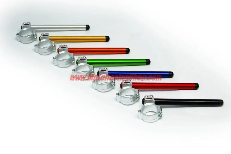 Semimanubri racing in alluminio Accossato con morsetto Argento rialzati 10mm diametro 50