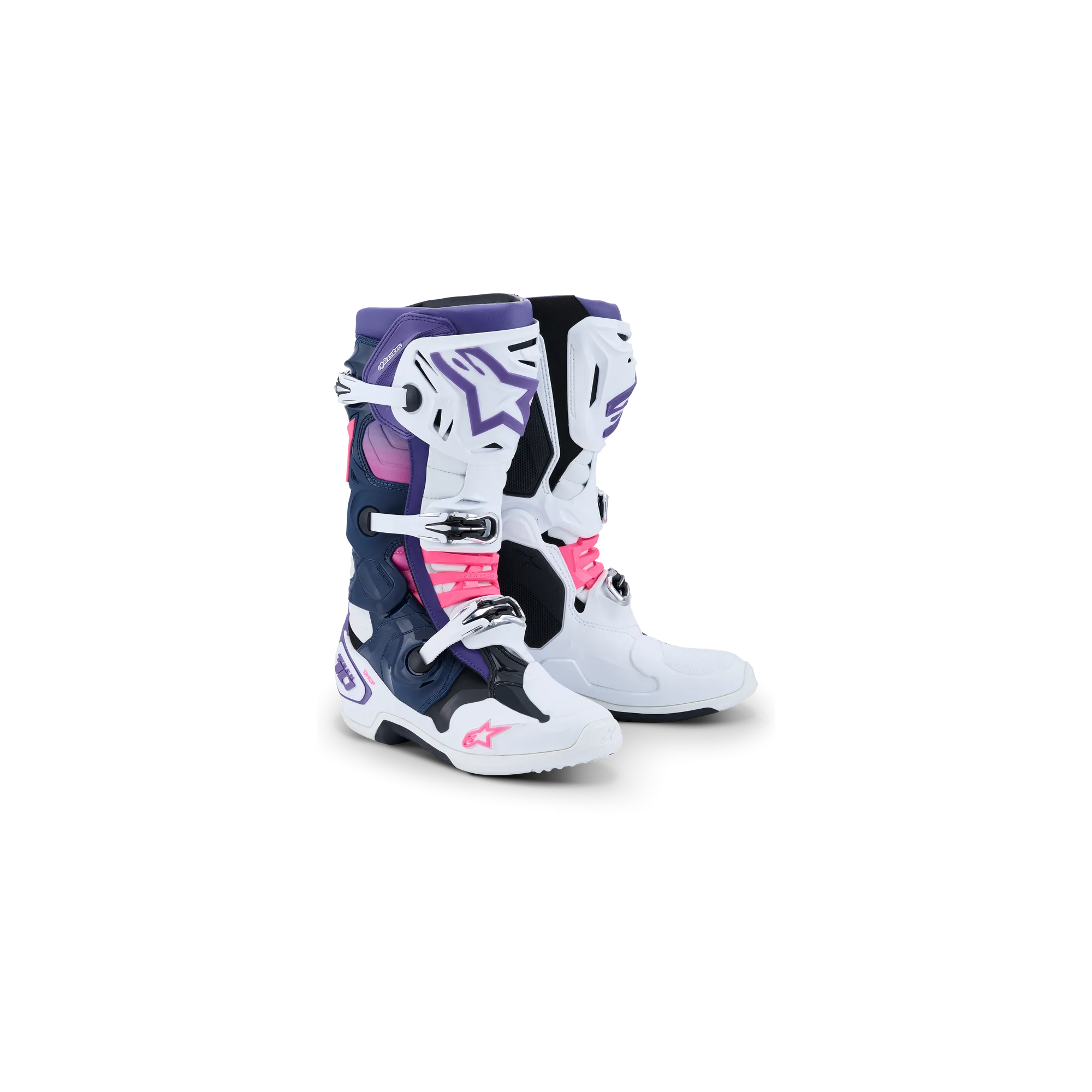 Stivali Alpinestars tech 10 White Violet Navy Blue Pink Fl