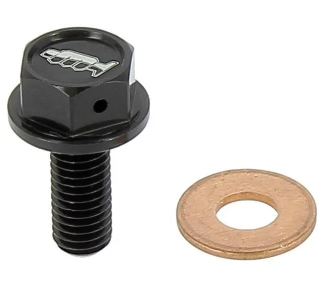 Tappo scarico olio in ergal anodizzato nero con inserto magnetico Motocross Marketing AV3440N