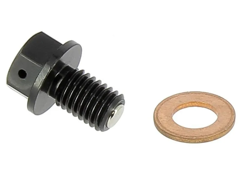 Tappo scarico olio in ergal anodizzato nero con inserto magnetico Motocross Marketing AV3443N