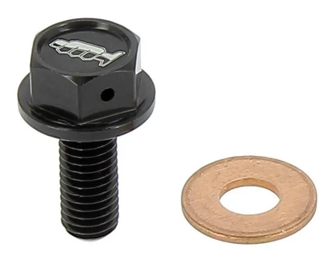 Tappo scarico olio in ergal anodizzato nero con inserto magnetico Motocross Marketing AV3447N